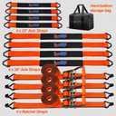 2x180'' Car Trailer Tie Down Straps, Heavy Duty, 10,000 LBS Break Strength, 180in