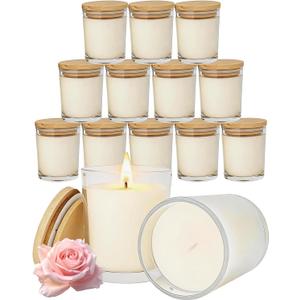 12 PCS 6oz Rose Scented Pure Soy Wax Aromatherapy Candles | Relaxing Home Fragrance Gift Box | Bulk Favors for Wedding, Party, Spa & Home Decor