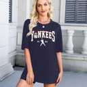 Game Day Shirt Baseball Shirts Women Oversized Baseball Team Graphic Tshirt Baseball Fan Shirt Casual Short Sleeve Tee Tops (Blue, S)