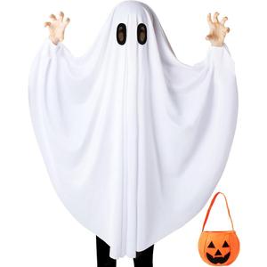 Ghost Costume for Kids,Toddler Ghost Costume with Pumpkin Bag,Spooky Halloween Costumes Boys Girls Cosplay Dress Up