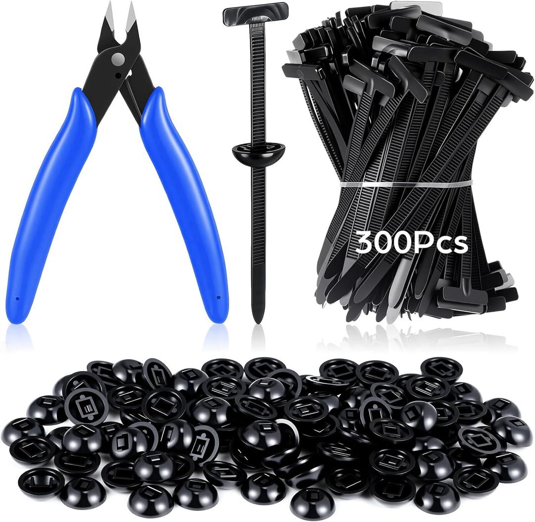 Chumia Pcs Nylon Universal Cable Tie Buckle Zip Ties with Flush Cutter Heavy Duty Self Locking Rivet Multifunctional Cable Tie Tool Bulk Fastener with Pin Button for Car Repairs Daily Home Office(300)