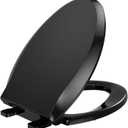 YASFEL Standard Universal elongated Toilet Seat,Soft Close,Ergonomic Toilet Bowl Seat,Fits for Standard elongated with Thickened Plastic Lid (18.5'', Black) (18.5" Elongated)