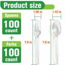 200 Count Plastic Silverware Heavy Duty,Clear Plastic Forks and Spoons, 100 Spoons & 100 Forks,BPA-Free,Heat Resistant Disposable Cutlery Utensil Set for Catering & Events, Daily Use