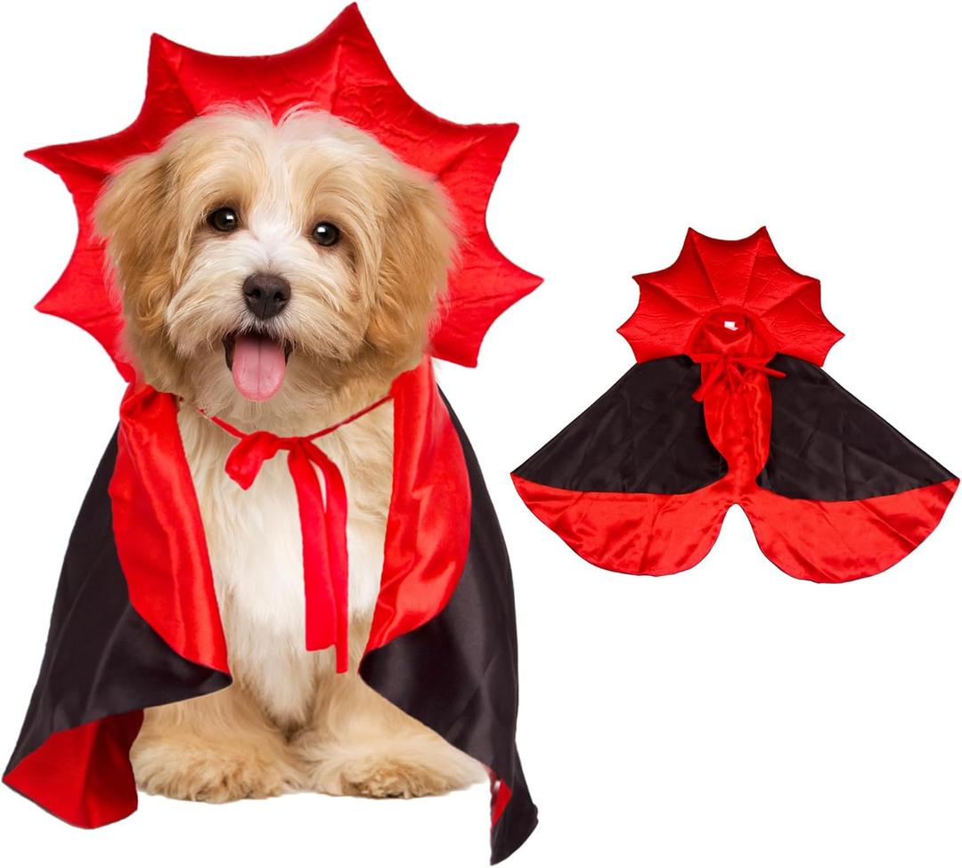 ADOGGYGO Halloween Dog Costume Dog Vampire Devil Costume Dog Halloween Cloak Cape Red Black Halloween Vampire Costumes for Small Dogs (Black&Red, Small)