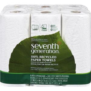 Seventh Generation Paper Towels, 100% Recycled Paper, 2-Ply, 6-Count (Pack of 4)