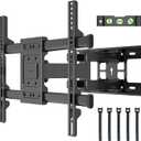 BONTEC Full Motion TV Wall Mount for 37-84 Inch TVs, Hold up to 132lbs, Max VESA 600x400mm, Swivel Tilt Dual Arms, Adjustable Viewing Angle, Fits 16" Wood Studs, Easy Assembly