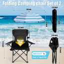 Yuntau 2 Sets Beach Chair with Umbrella Foldable Camping Chair Fold up Umbrella with Universal Clamp Large Portable for Outdoors Fishing Camping Hiking Travel Picnic Beach (Black,Blue,White)