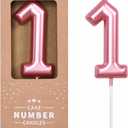 PHD CAKE 2.76 inch Classical Pink 1 Number Birthday Candles, Pink Number Candles, Cake Number Candles, Party Celebration