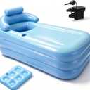 Anfrere Portable Inflatable Bathtub with Electric Air Pump, Foldable Freestanding Tub, Built-in Water Pillow & Back Support, Cup Holder, Insulated PVC, Includes Repair Patches for Indoor/Outdoor Use, 63"L x 33"W x 25.2"H