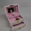 Ballerina Musical Jewelry Box with Mirror for girls and Women，Kid's Jewelry Storage Music Chest (White-L), Gifts for Birthday,Christmas and All Occasions