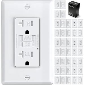 40 Pack GFCI Outlet 20 Amp, Tamper Resistant (TR), Ultra Slim Self-Test GFI Receptacles with LED Indicator, Ground Fault Circuit Interrupter, Decor Wallplate Included, UL Listed, White