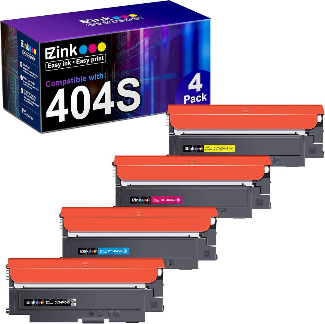 E-Z Ink Compatible Toner Cartridge Replacement for Samsung CLT-K404S CLT-C404S CLT-M404S CLT-Y404S CLT 404S to use with C480FW C430W SL-C430W SL-C480FW SL-C480FN Printer Tray (4 Pack)