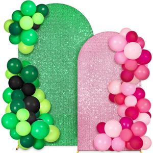 Sequin Green and Pink Arch Backdrop Cover Set of 2 Witch Themed Party Decorations Backdrop Stand Cover 6ft, 7.2ft for Witch and Princess Musical Theatre Birthday Party Supplies