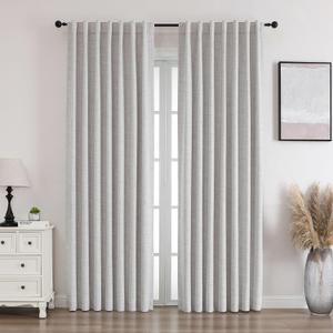 Blackout Curtains 84 Inches Long - 2 Panels Set, Thermal Insulated Drapes for Living Room/Bedroom, Rod Pocket/Linen (Greyish Beige, 52W x 84L)