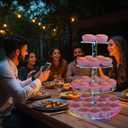 YestBuy 4 Tier Round Cupcake Stand Premium Cupcake Holder Acrylic Cupcake Tower Display Display for Pastry + LED Light String Ideal for Weddings, Birthday Parties & Events (Multicolored)