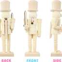 DEARMAMY 8in Christmas Unfinished Wooden Nutcracker to Paint, Natural Wooden Unpainted Nutcracker Puppet for Christmas Decor DIY Craft (with Base)