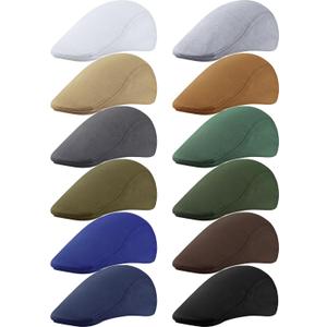 Foaincore Mens Newsboy Hats Bulk, Adjustable Newsboy Cap Driving Cabbie Hunting Hat for Men (Medium, Classic Colors)