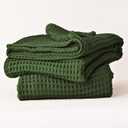 Waffle Towels for Bathroom Set of 2 Dark Green, Luxury Turkish Waffle Bath Towel, 100% Turkish Cotton Bath Sheet 35x71 (Dark Green, Set of 2 Bath Towels)