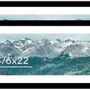 QOTIB Wood 8x24 Picture Frame with 6x22 Mat, Display 6x22 with Mat or 8x24 Without Mat, Wood 8 by 24 Photo Frame, 8 x 24 Frame for Wall Hanging Display, Black, 2 Pack