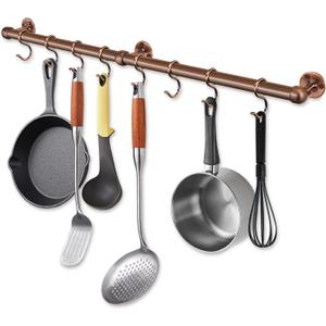 Rothley Stainless Steel Pot and Pan Hanger: 23.7 Inch Wall Mounted Hanging Pots and Pans Rack with Hooks (Antique Copper)