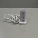 Tower Power Strips with Surge Protection, 6FT Flat Extension Cord with Multiple Outlets, 12 AC 4 USB Ports, Overload Protection Charging Station for Office Home Dorm Room Travel (White)