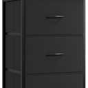 Somdot Small Dresser for Bedroom with 3 Drawers, Storage Chest of Drawers with Removable Fabric Bins for Closet Bedside Nursery Laundry Living Room Entryway Hallway, Black (11.8"D x 16.5"W x 28.2"H (3 Drawers), Black Rustic Brown)