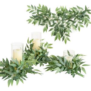Ling's Moment Artificial Cinnamon Leaf Greenery Garland - 6 Pack, Candle Vines, Splicable 2.3ft Stems for Table Centerpieces, Lantern Rings, Backdrop Floral Arrangements & Wedding Arches