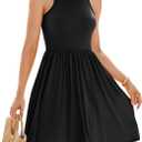 V FOR CITY Womens Summer Dresses with Built in Bra 2025 High Neck Beach Dress with Pockets Casual Flare Sun Dresses (Small, Black)