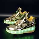 Roller Skate Shoes for Boys and Girls Kids LED Light Up Fashion Sneakers with Rechargeable and Detachable Wheels The Gift for Party Birthday Christmas Day (Gold, M)