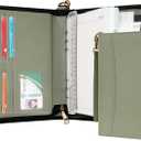 WASON Portfolio A5 Binder Journal with Zipper - Leather pu Writing Notebook Padfolio with Detachable Refillable Notebook, Legal Pad for Business Study and Travel Organizer (Green)