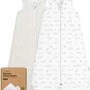 2-Pack Baby Sleep Sacks, Zipper Wearable Blanket-0.5TOG Organic Cotton,Lightweight,Soft Cozy Toddler Sleeping Sack 12-24 months,Easy to Wear Large Newborn Transition Swaddles Sleepsacks(BumbleBear, L)