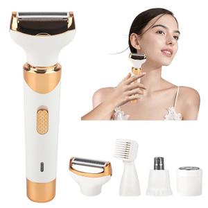 Electric Razor for Womens Men,Cordless Ladies Electric Shaver,4 in 1 Painless Wet & Dry Waterproof Body Razor and Facial Hair Remover,Rechargeable Hair Removal Kit for Bikini Underarm Hairs (White)