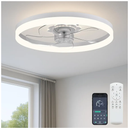 20‘’ Ceiling Fan with Light, Upgraded Low Profile Fan, Flush Mount Ceiling Fan, 6 Speeds, Dimmable LED, App & Remote Control, Quiet DC Motor, for Bedroom, Living Room, F115 White