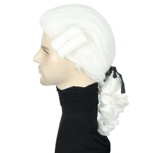 Topcosplay Men or Women Colonial Historical Judge Costumes Wig White Halloween Wigs