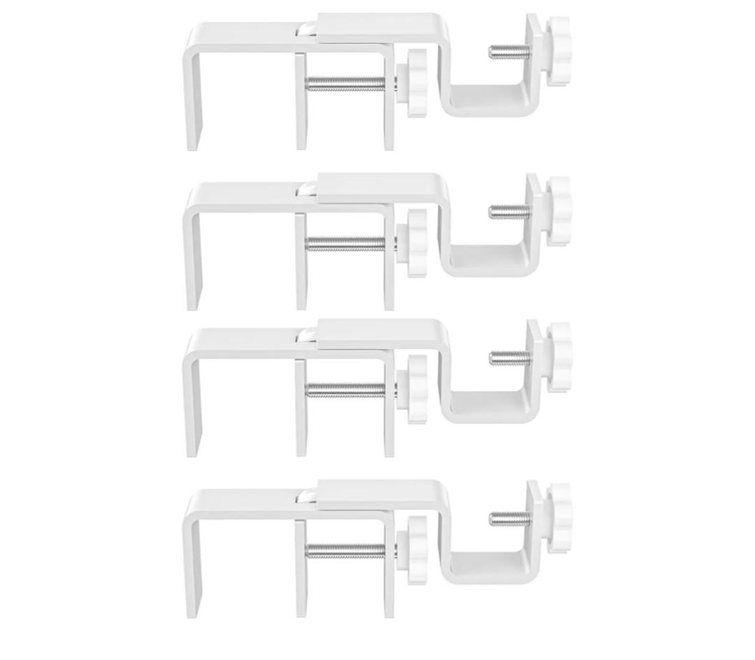 Outside Mounted Blinds Curtain Rod Bracket 1.3-2" Adjustable, Easy Install Tool-Free Anti-Slip, Over The Blinds Curtain Rod Holder for Curtains & Drapes, No Drill Curtain Rod Brackets, 8Pcs White