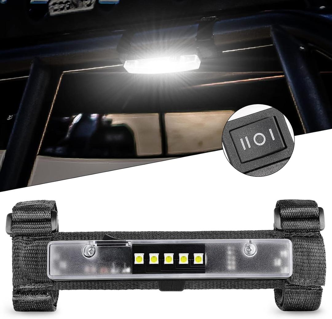 UTV Dome Light, Rfroad Lighting Universal Roll Bar Mount LED Lights UTV Interior Light Roll Cage Utility Lights for SXS Polaris RZR Can Am ATV Truck Car Off Road Kawasaki Golf Car (White and White)