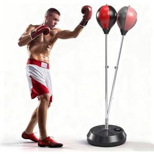 Punching Bag with Stand, Boxing Bag for Teens & Adults - Height Adjustable - Speed Bag for Training, Boxing Equipment, Stress Relief & Fitness - Gloves Missing