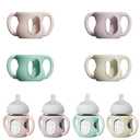 4 Pack Silicone Sleeves for Avent Natural Glass Bottles, Anti Breakage Bottle Holder with Handle, Compatible Philips Avent Glass Natural Bottle 4 oz, Not for Infant Use (4pc-Purple/Pink/Green/Beige)