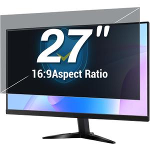 27 Inch Computer Privacy Screen Filter for 16:9 Aspect Ratio Widescreen Monitor Removable Computer Monitor Privacy Shield - Eye Protection Anti Glare Blue Light Filter