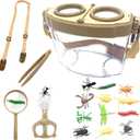Bug Catcher Kit, Kids Bug Collection Kit, Outdoor Nature Explorer Kit, Science Educational Kit with Tweezers, Magnifying Glass, Bug Observation Container(Gold), 3x5x4 inches