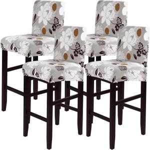 SearchI Bar Stool Covers Set of 4, Stretch Washable Barstool Seat Covers, Counter Height Chair Covers for Kitchen Dining Room Cafe (Booming Flower)