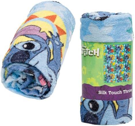 Northwest Disney Lilo & Stitch Silk Throw Blanket 40""X50"", Single, Blue, 91897