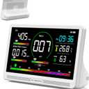 16 in 1 Air Quality Monitor Indoor 7" Large Display 9 AQI+7 Alerts, CO2 Monitor Air Quality Tester for CO2, TVOC, PM2.5 PM1.0 PM10, HCHO Temperature Humidity AQI & Time Air Quality Meter for Home