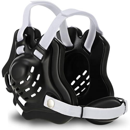 Halloscume 1 Pcs Wrestling Headgear Youth Kids Black White Head Gear with MMA Cup Earguard for Men Youth Boxing MMA BJJ Jiu Jitsu