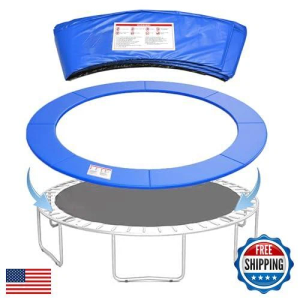 KENSONE Trampoline Replacement Safety Pad, 12ft Trampoline Spring Cover with Foam Padding, No Holes for Poles, Round, Blue, 12 Feet