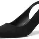 DREAM PAIRS Women's Kitten Heel Slingback Pointed Closed Toe Low Stiletto Heels Dress Bridal Elegant Wedding Pumps Shoes,Size 9,Black-Suede-1,SDPU2444W