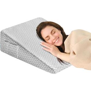 Wedge Pillow 7.5" Bed Wedge After Surgery, Back Pain Relief, Memory Foam Pillow Triangle Incline Wedge for Back Support, Leg ElevationLight Grey, Triangle Wedge 24 X 24 X 7.5 Inch