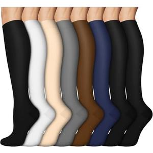 8 Pairs Compression Socks for Women & Men,Support Compression Stockings for Medical Running Athletic, S/M