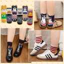 5-6 Pairs Womens Socks Cute Cat Funny Novelty Animal Print Crew Cotton Socks for Women Girls Gifts