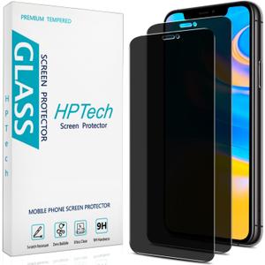 HPTech (2 Pack) Privacy Screen Protector Designed for iPhone 11 Pro, iPhone XS, iPhone X and iPhone 10 (5.8-inch) Anti-Spy Tempered Glass, Anti Scratch, Bubble Free (Black)